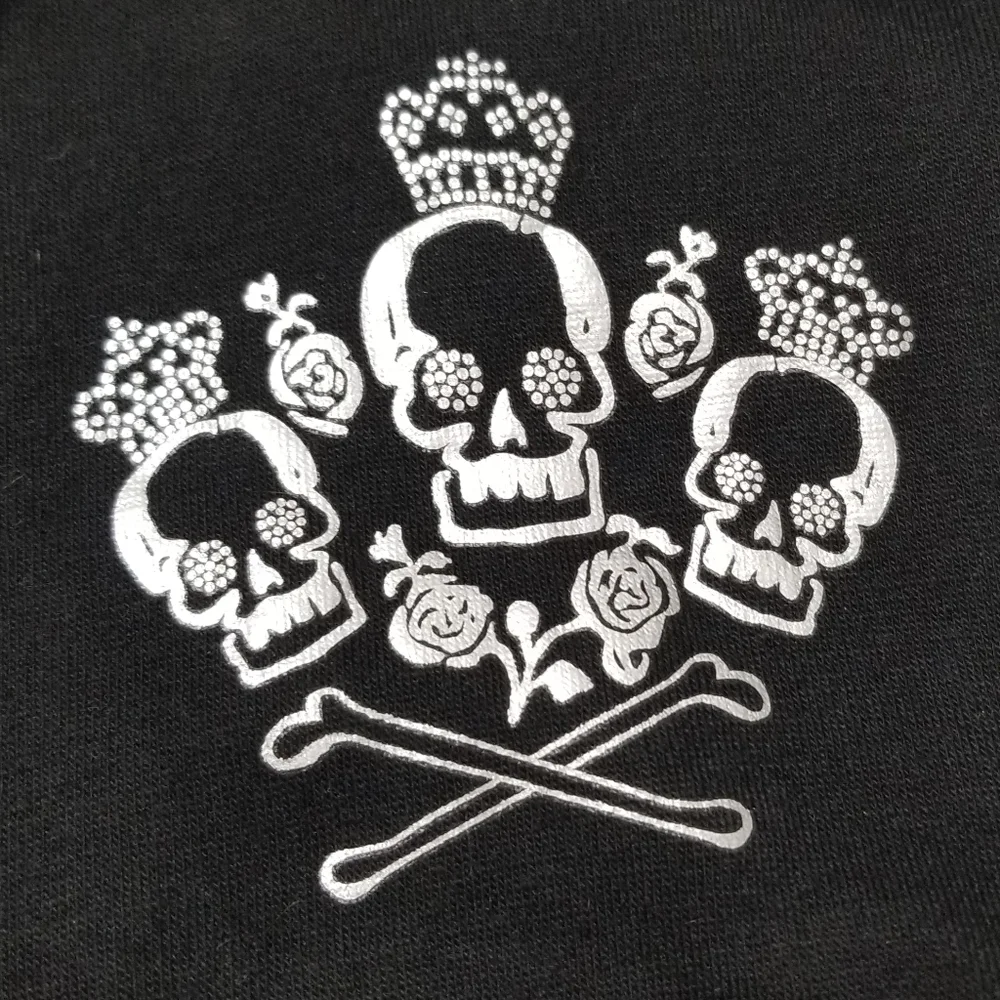 Crowned Crossbone & Rose Black & Silver Dog Hoodie Pet Sweatshirt Sz S